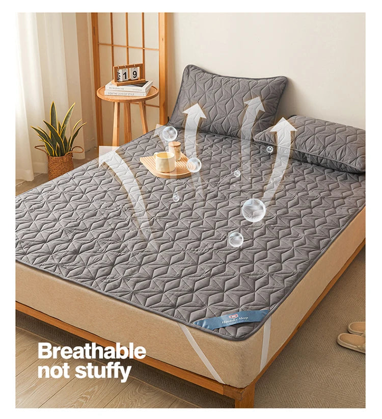 Waterproof Quilted Mattress Topper with Elastic Band - Bed Protector for Single/Double Beds (140/160)