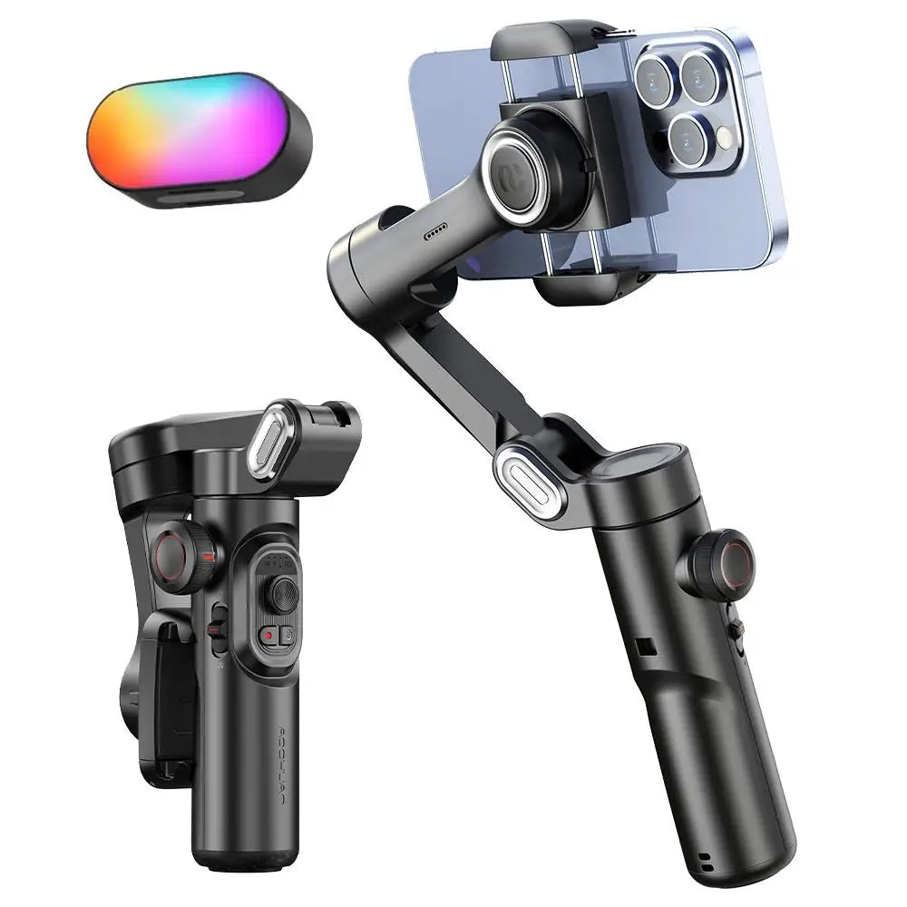AOCHUAN 3-Axis Smartphone Gimbal with Integrated Light - Stable Video