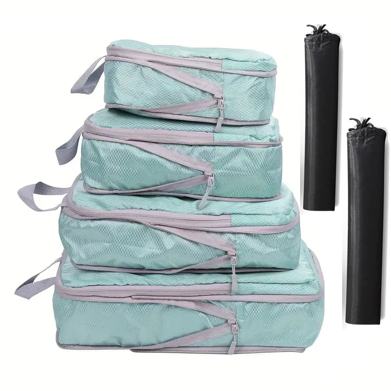 6PCS Travel Compression Packing Cube Set with Shoe Bag | Luggage Organizer