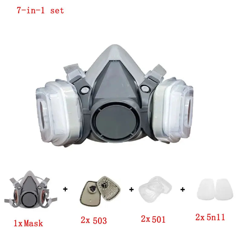 Vabena 6200 Half Face Respirator Mask Kit with 5N11 Filters & Safety Goggles