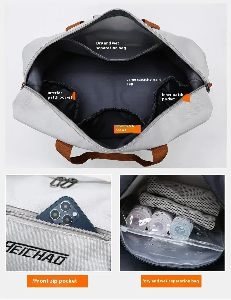 Men's Large Capacity Waterproof Gym Bag - Travel Sports Duffle & Crossbody