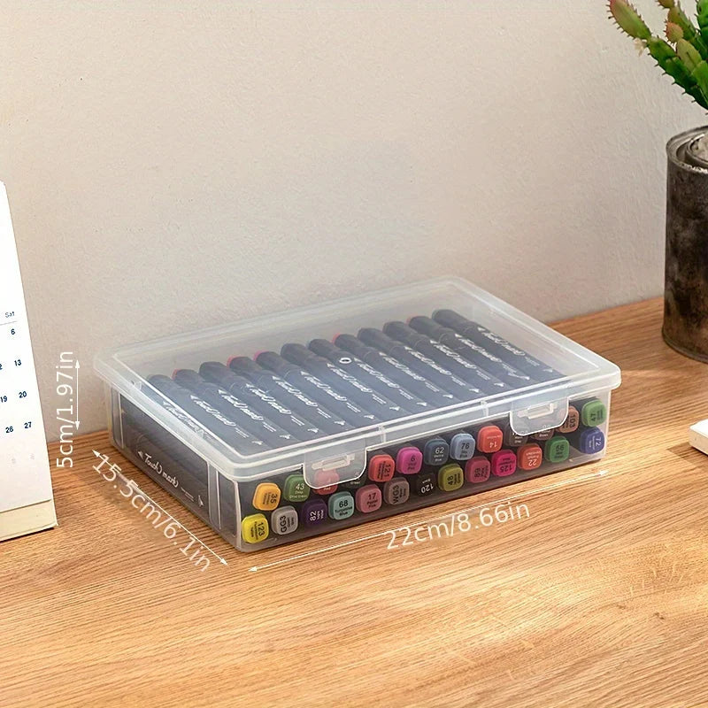 Large Transparent Pencil Case - Notebook & Marker Storage for School