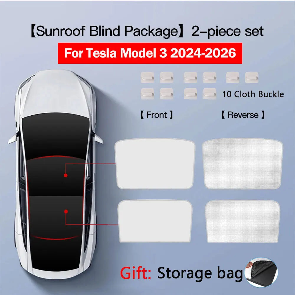 Tesla Model 3 Highland 2026 & Model Y Sunroof Sunshades | Ice Cloth Heat Blocker