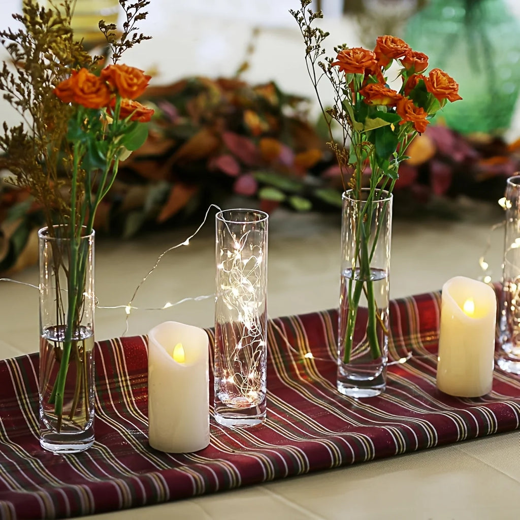 Clear Glass Cylinder Vases - 12-Piece Set for Home & Events Decor