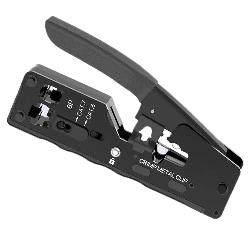 Vabena RJ45 RJ12 RJ11 Pass Through Crimp Tool & Stripper Kit | Cat5e-Cat7 Ethernet Crimper
