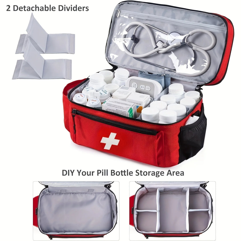 Large Capacity Travel Medicine Storage Bag - Portable Emergency Kit Organizer
