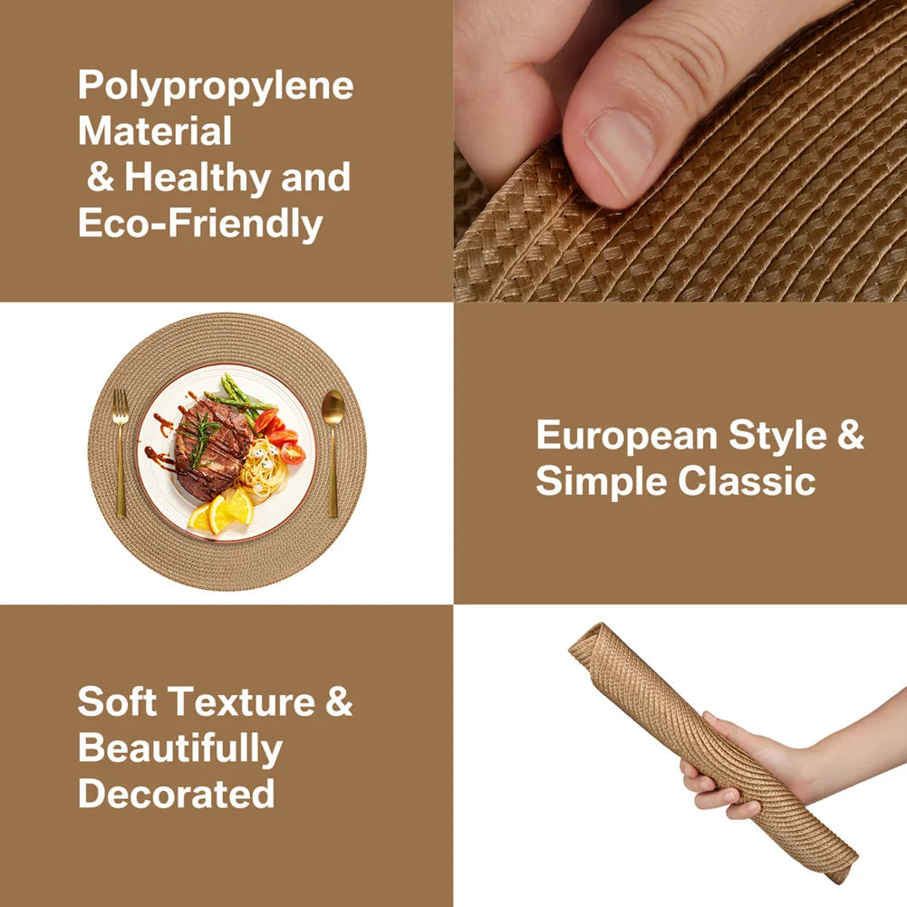 Elegant Braided Placemats & Coasters Set - 12-Piece Dining Table Protection