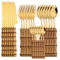 24-Piece Bamboo & Stainless Steel Cutlery Set - Elegant Dining