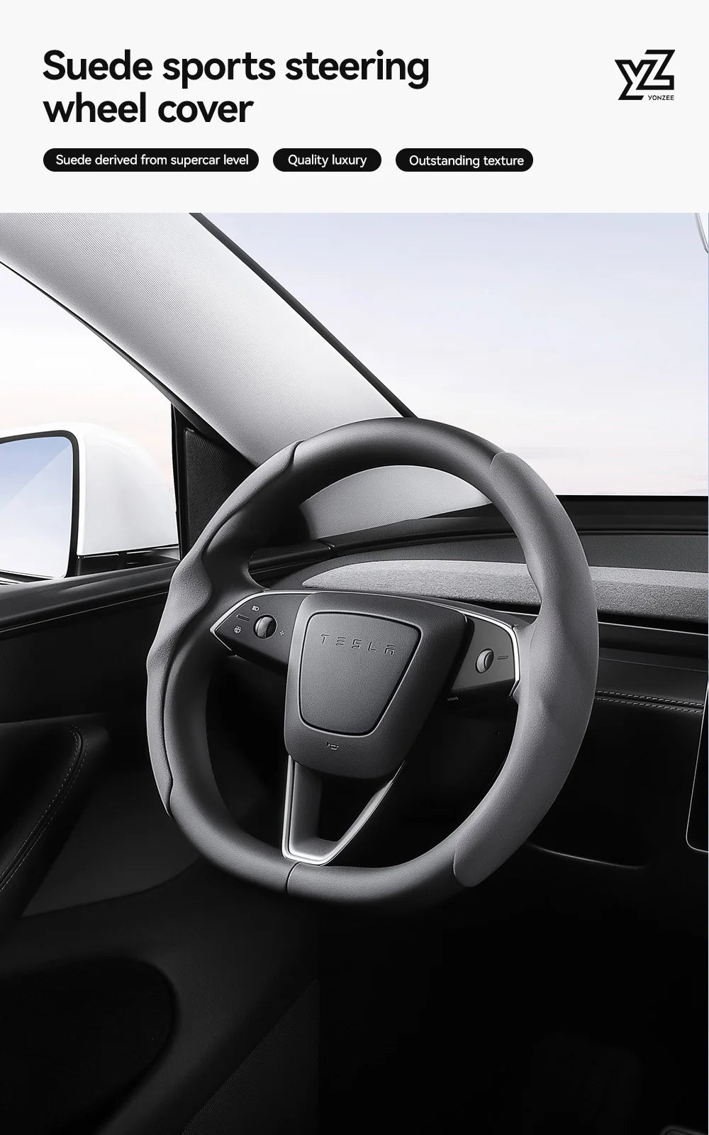 Tesla Model 3/Y Highland Juniper Carbon Fiber Steering Wheel Cover