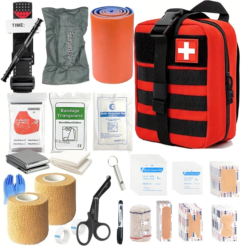 131-Piece Military First Aid Trauma Kit with Tourniquet | Emergency Survival Gear