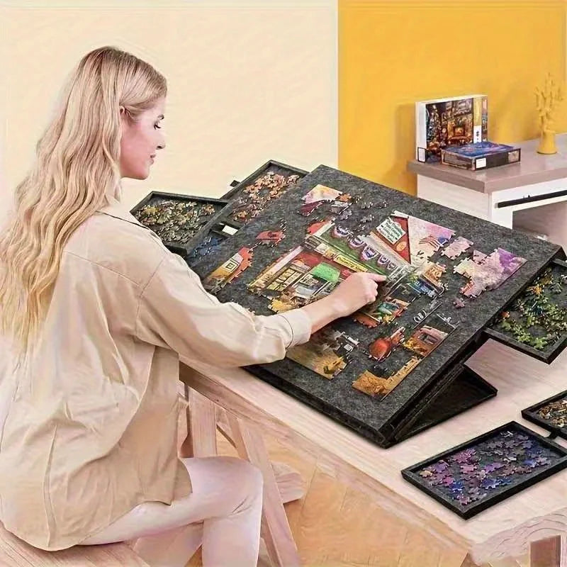 6-in-1 Tiltable Puzzle Board Desk with 6 Drawers - Holds 1000pcs