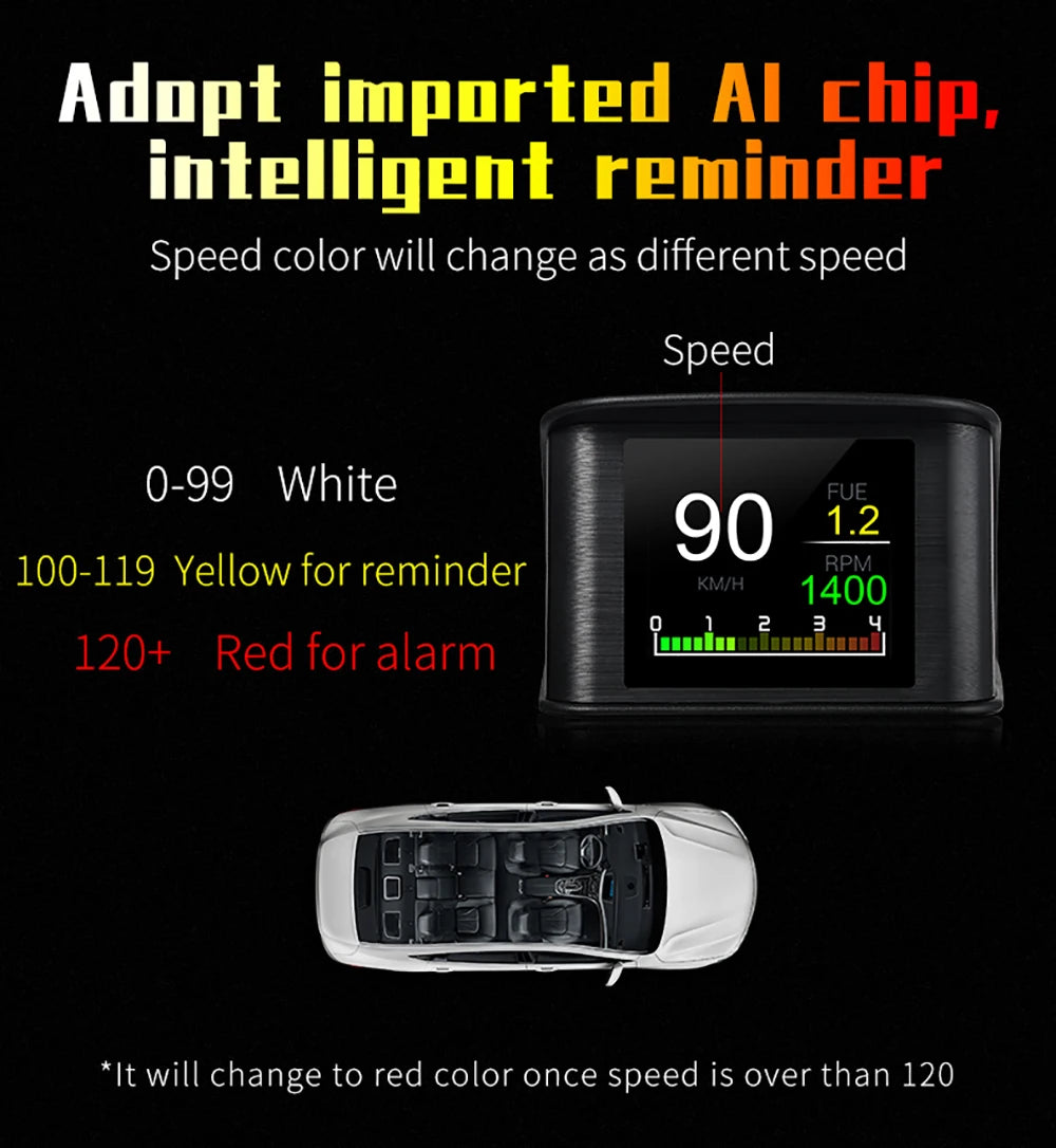 P10 PRO OBD2 Head Up Display - Smart Digital Meter Speedometer