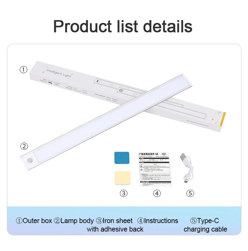 USB-C Rechargeable Motion Sensor LED Cabinet Light - Kitchen & Wardrobe