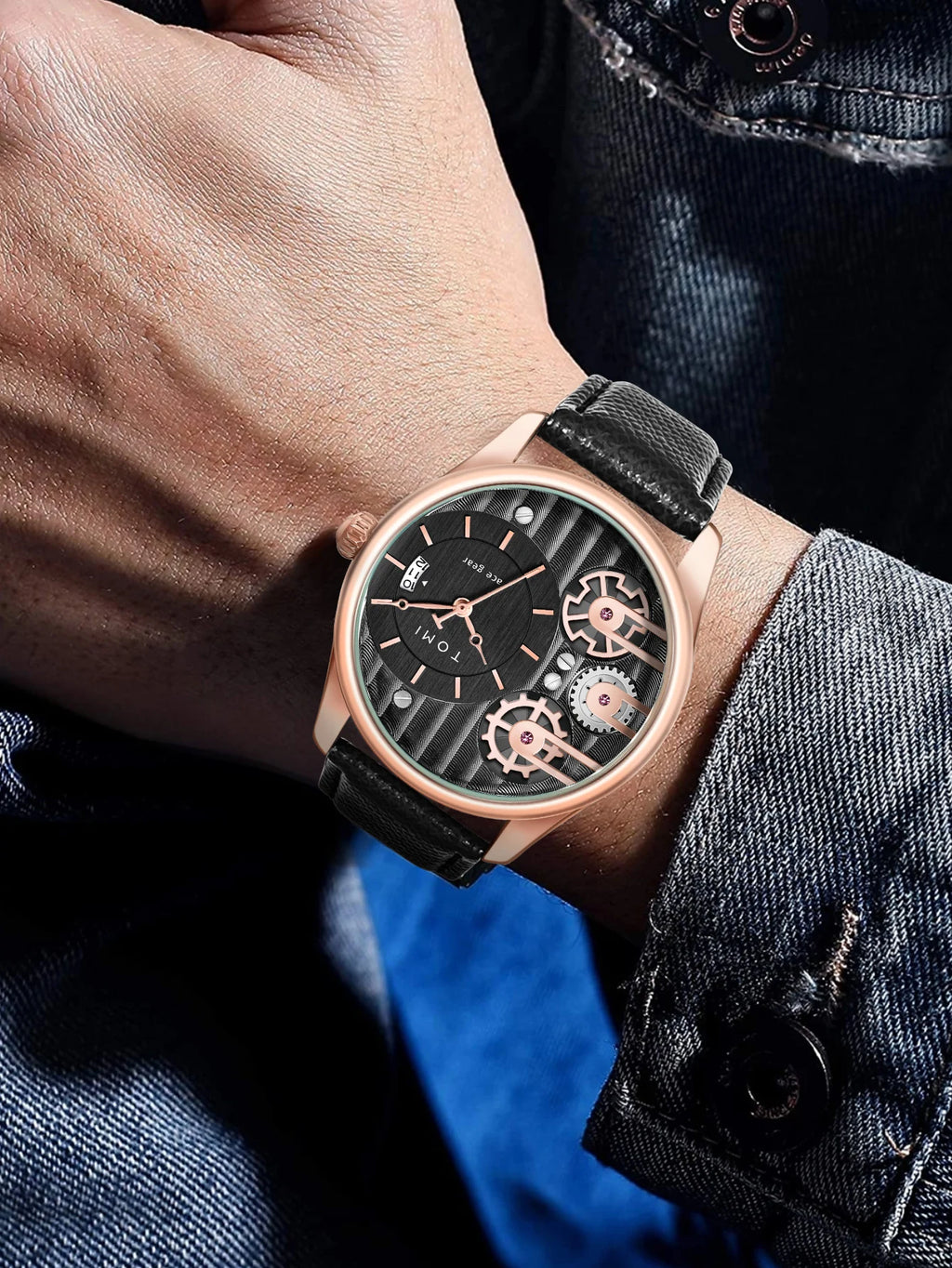 TOMI Men's Luxury Quartz Watch Gift Set - Detachable Strap