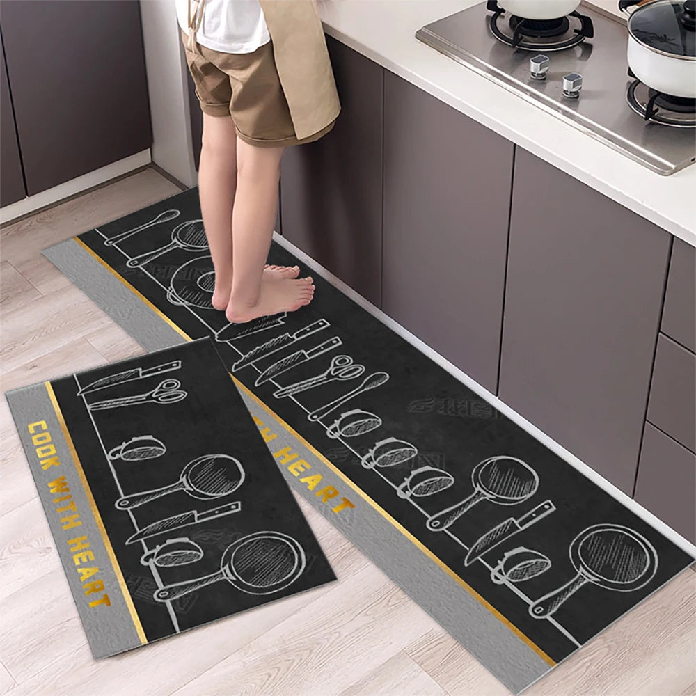 Non-Slip Crystal Velvet Kitchen Mat & Rugs for Living Room, Bedroom & Entryway