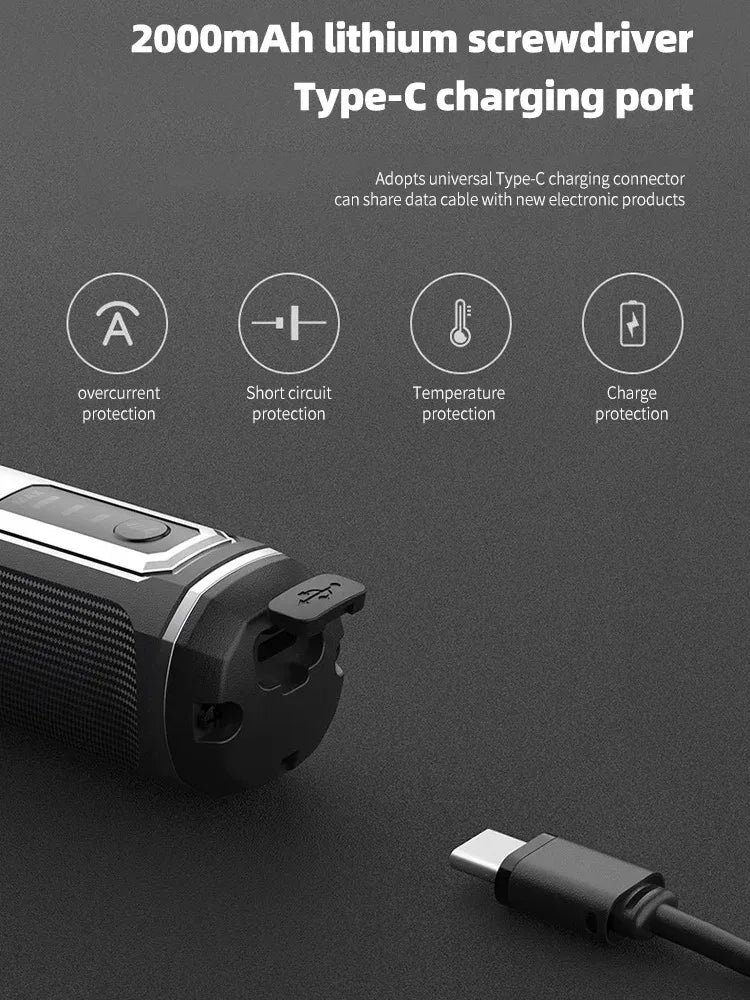 Deli Mini Electric Screwdriver Set - USB Rechargeable 2000mAh