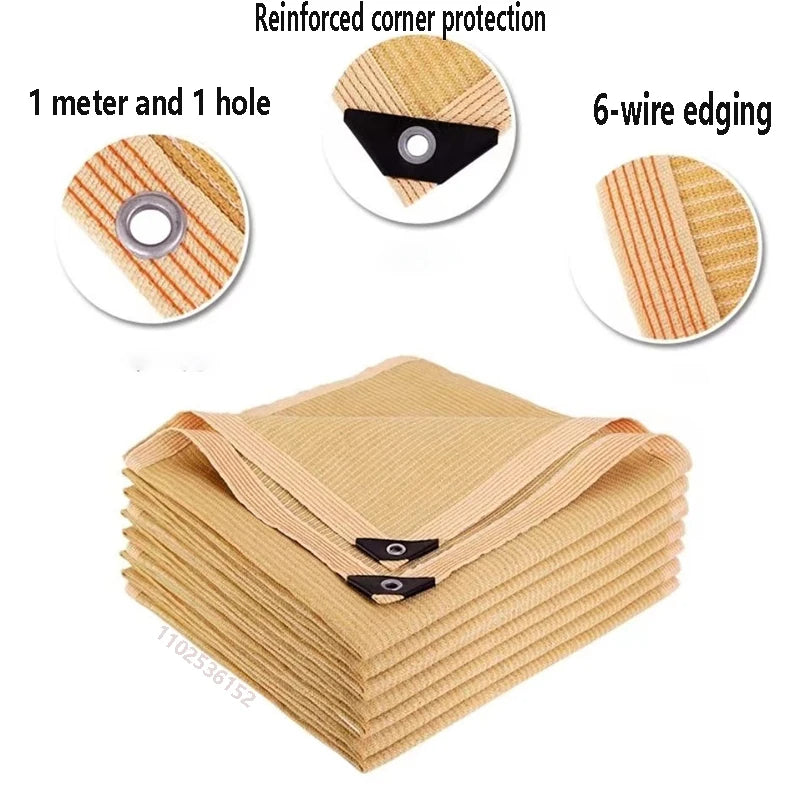 Beige Sunshade Cloth - Durable UV Protection Mesh for Patio, Garden & Greenhouse