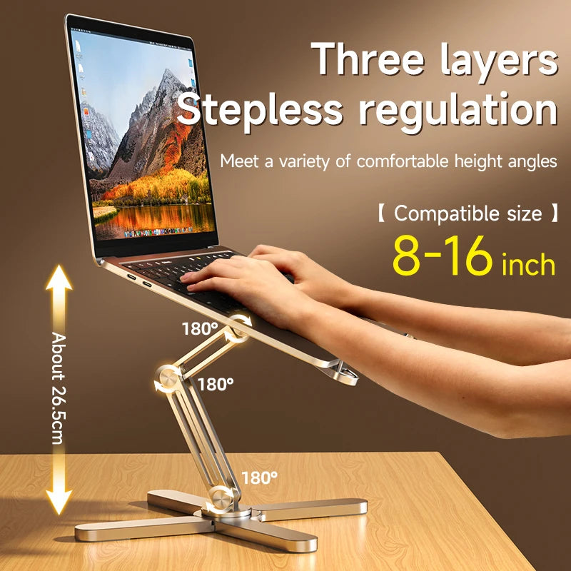 XIKCU Foldable Laptop Stand - 360° Rotating Aluminum Notebook Table