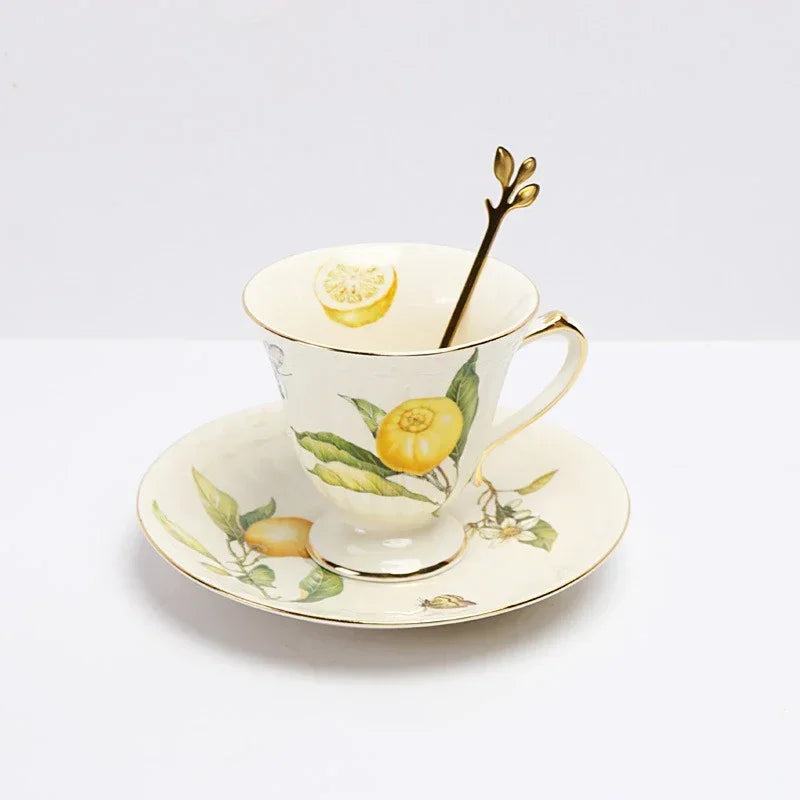 Elegant Lemon Ceramic Dining Set & Coffee Cups - Premium Dinnerware