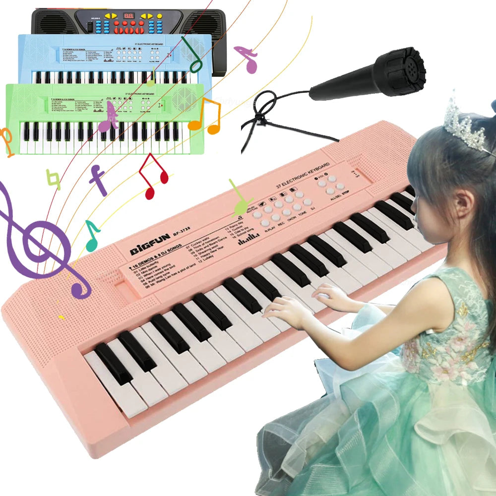37 Keys Kids Electronic Piano Keyboard with Microphone | Educational Musical Toy