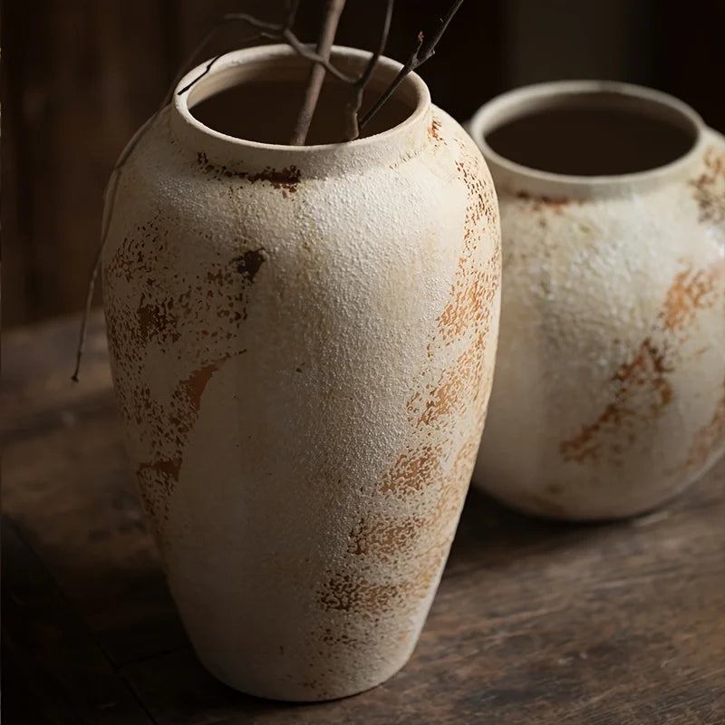Elegant Retro Ceramic Flowerpot with White Spots – Home & Office Decor
