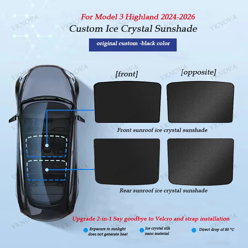 Tesla Model 3 Y Highland Juniper Sunshade Roof Film 2025 - UV Protect