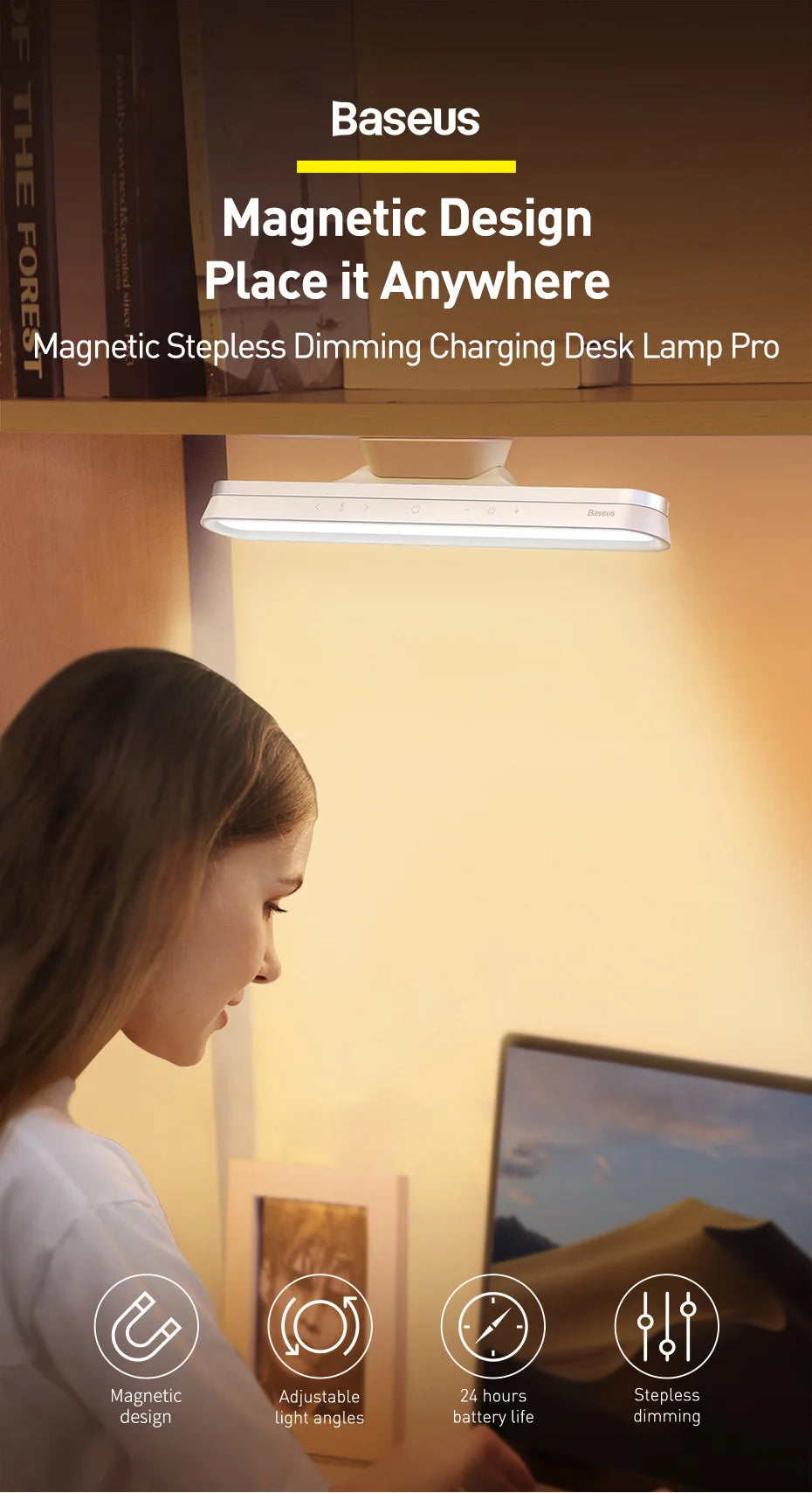Baseus Magnetic Monitor Light Bar - Eye Protection Desk Lamp for PC