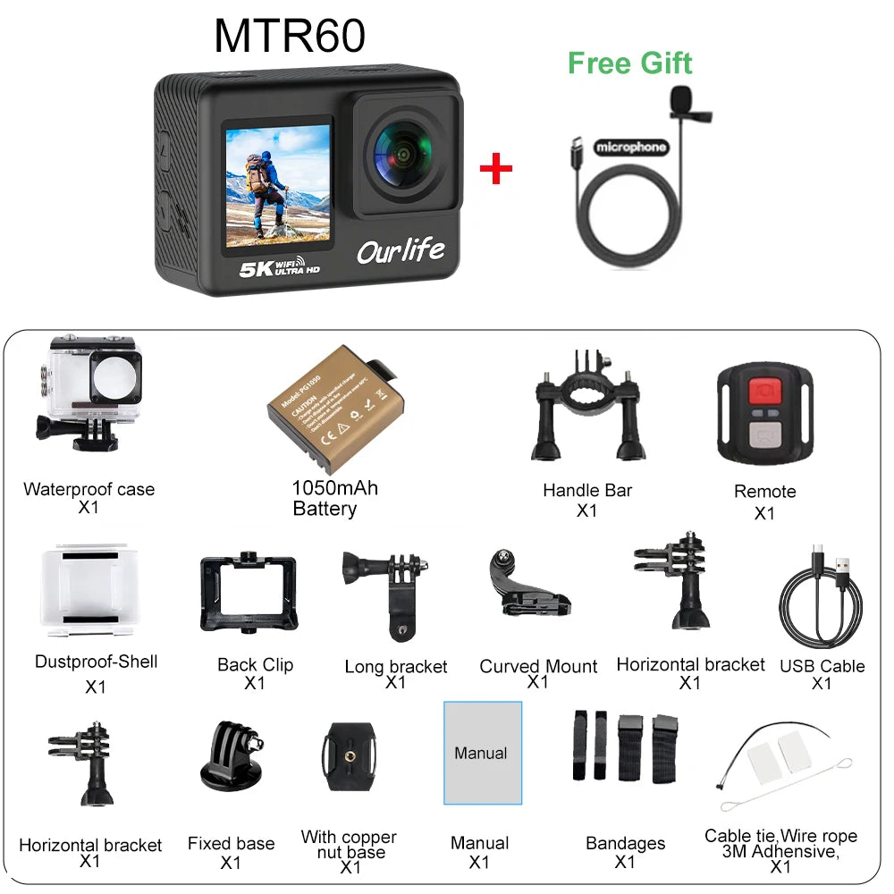 Ourlife 4K Action Camera - Waterproof, WiFi, Touch LCD | Capture Your Adventures