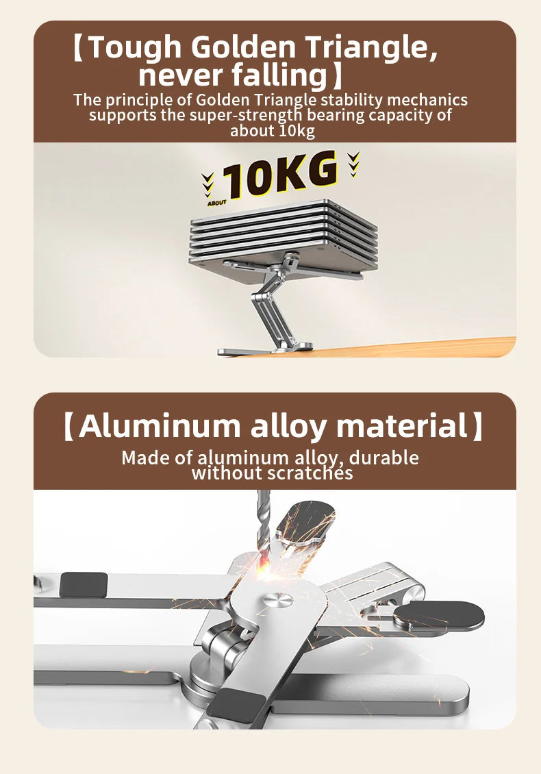 XIKCU Foldable Laptop Stand - 360° Rotating Aluminum Notebook Table