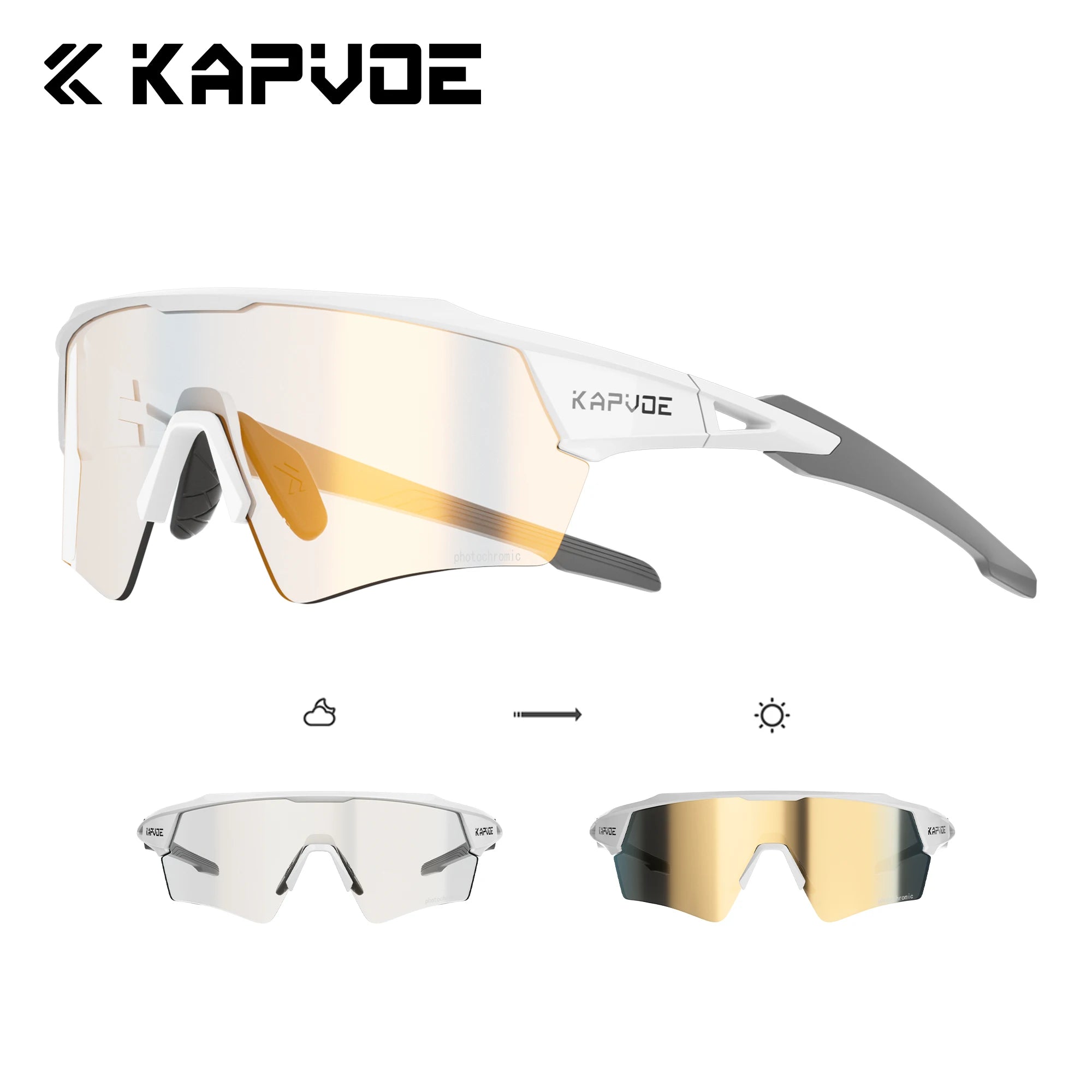 Kapvoe Photochromic Cycling Sunglasses UV400 MTB Road Bike Goggles Men Women