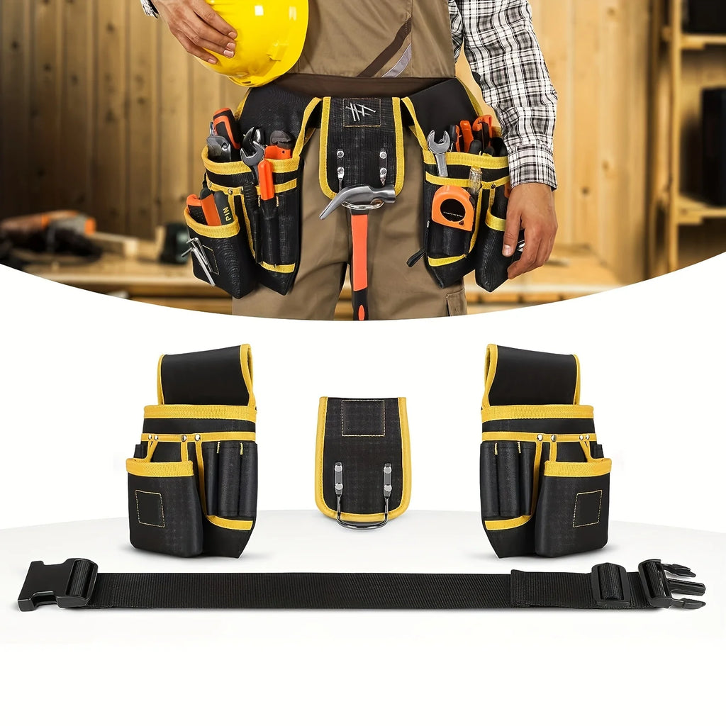 Heavy-Duty Magnetic Tool Belt with 26 Pockets & Removable Bag