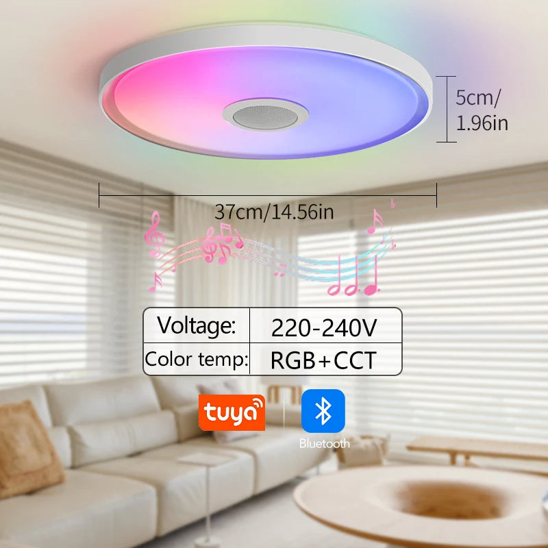 LED Smart RGB Ceiling Lamp with Speaker - App Control & Dimmable