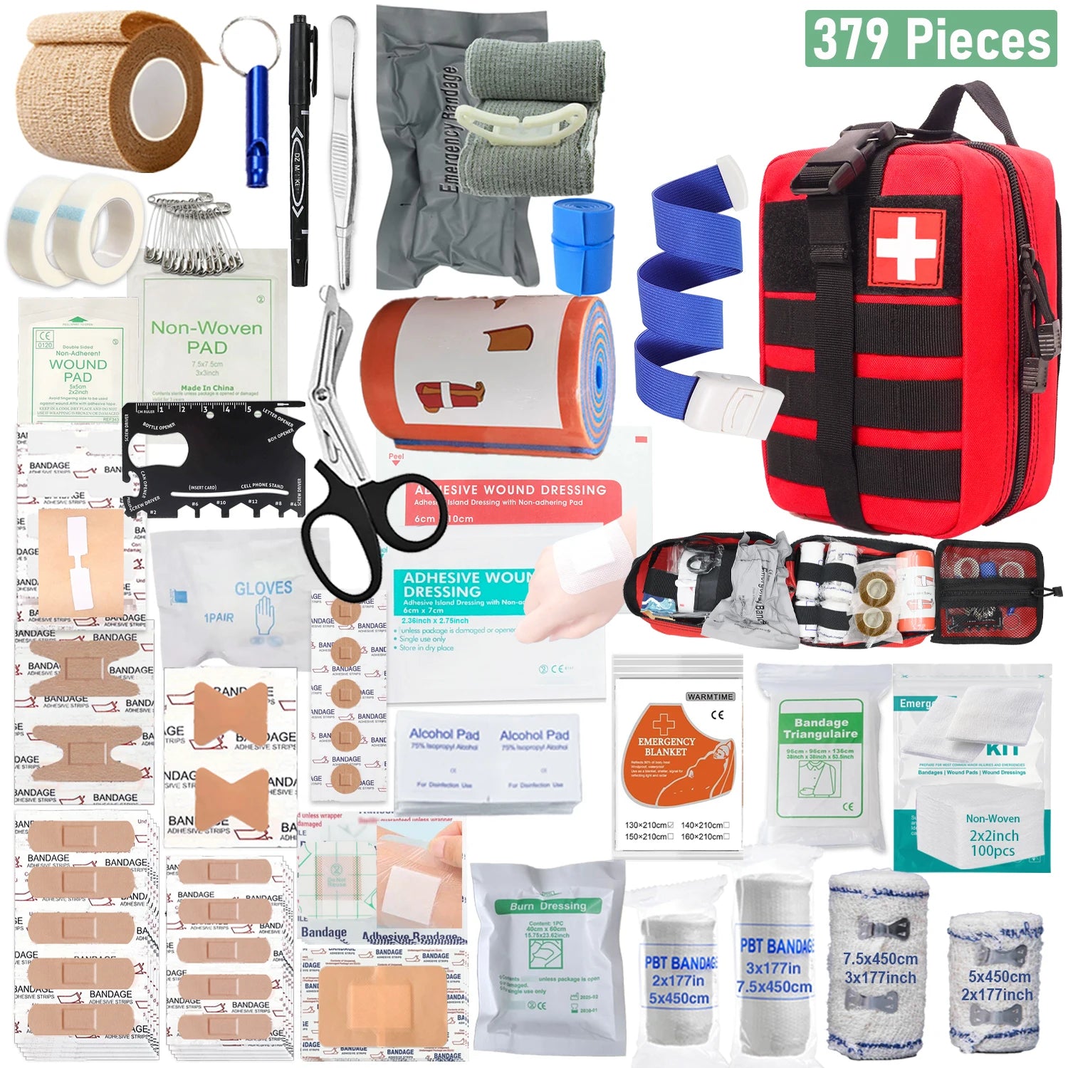 379-Piece First Aid Kit | Portable Emergency Survival Bag for Home & Outdoor