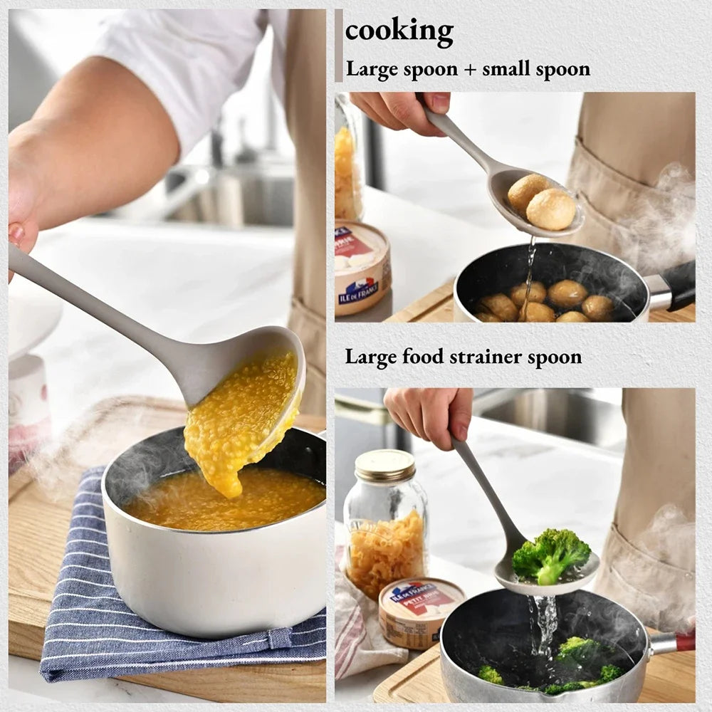 15-Piece Khaki Food Grade Silicone Kitchen Utensil Set