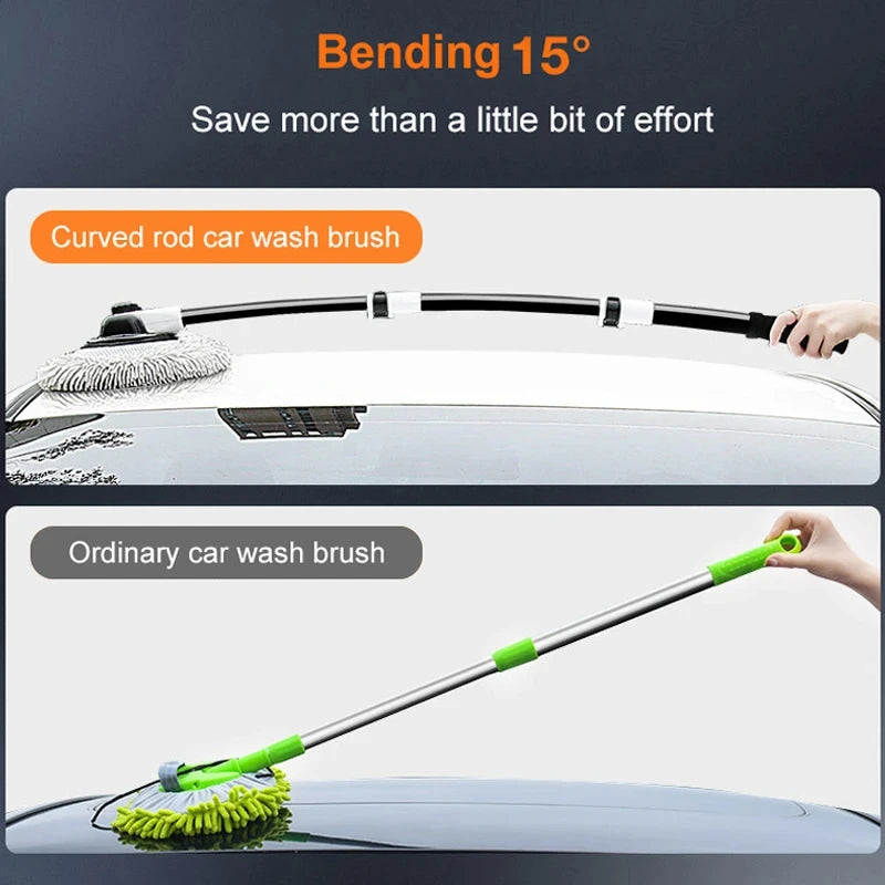 Car Wash Brush with Telescoping Handle & Chenille Mop for Auto & Window Cleaning