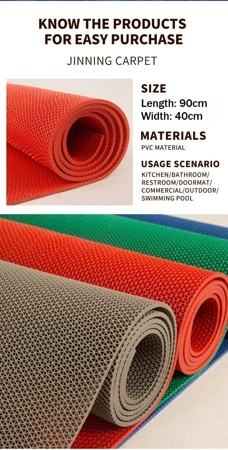 Non-Slip PVC Floor Mats for Kitchen, Bathroom, Outdoor & Pool - Waterproof & Dirt-Resistant