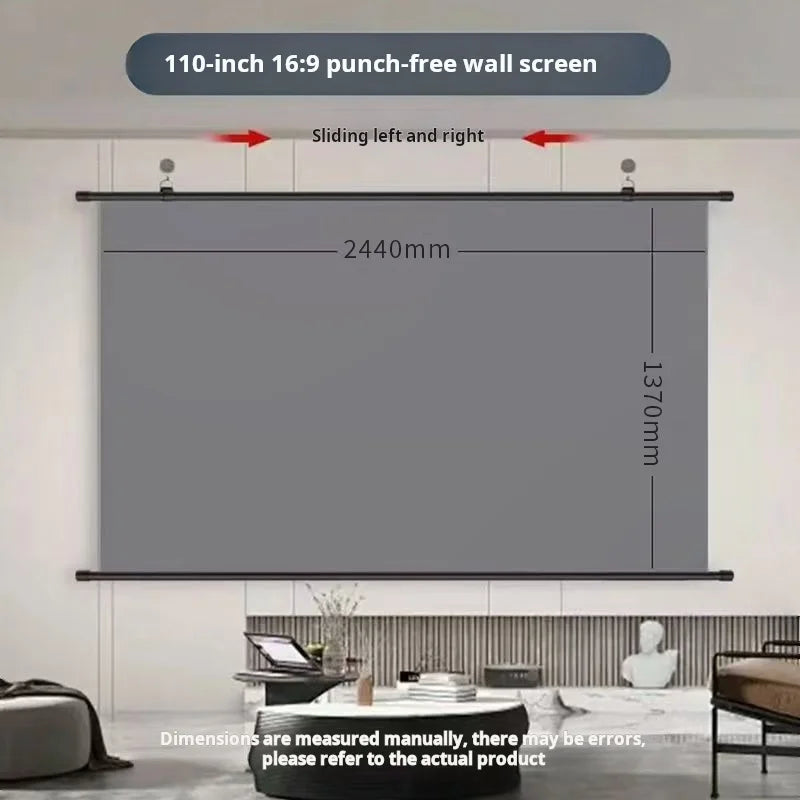 XIAOHUI Anti-light HD Projector Screen 16:9 - No-hole Wall Mount - Home Theater (60-133in)