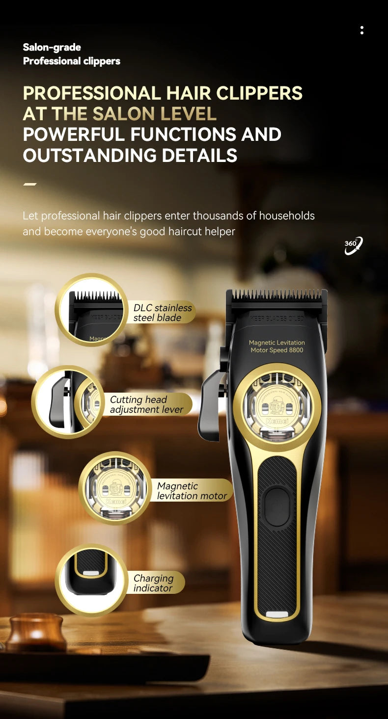 Kemei Professional Cordless Hair Clippers & Trimmer Electric