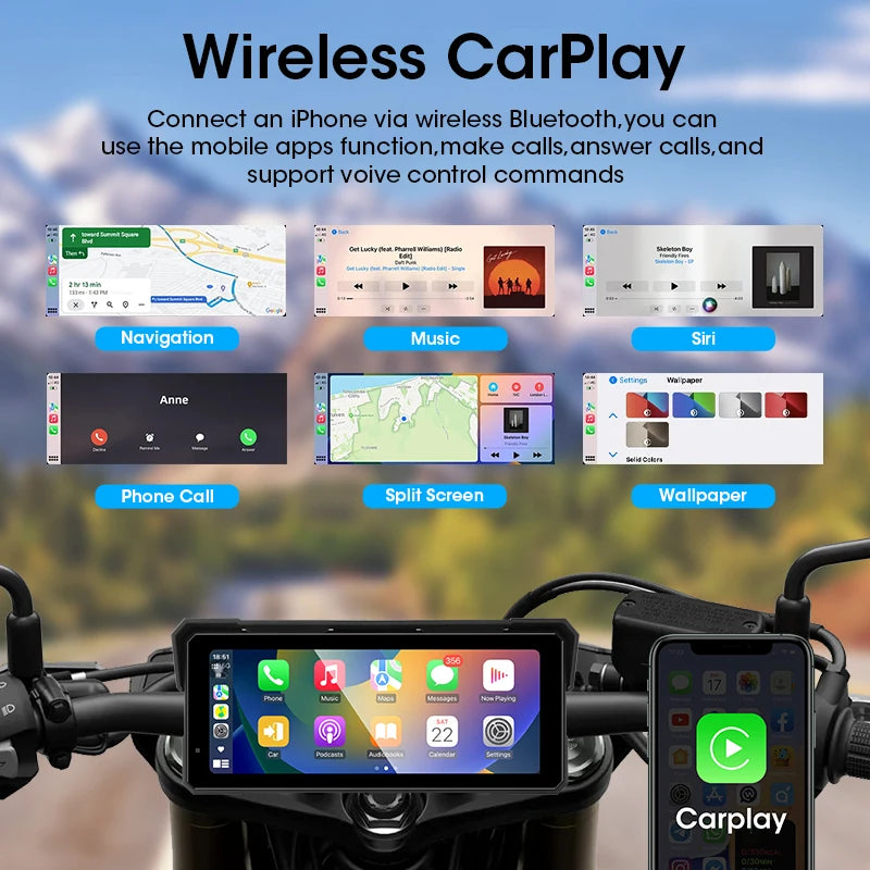 Jansite 8.1" 4K Motorcycle DVR Monitor with CarPlay & GPS