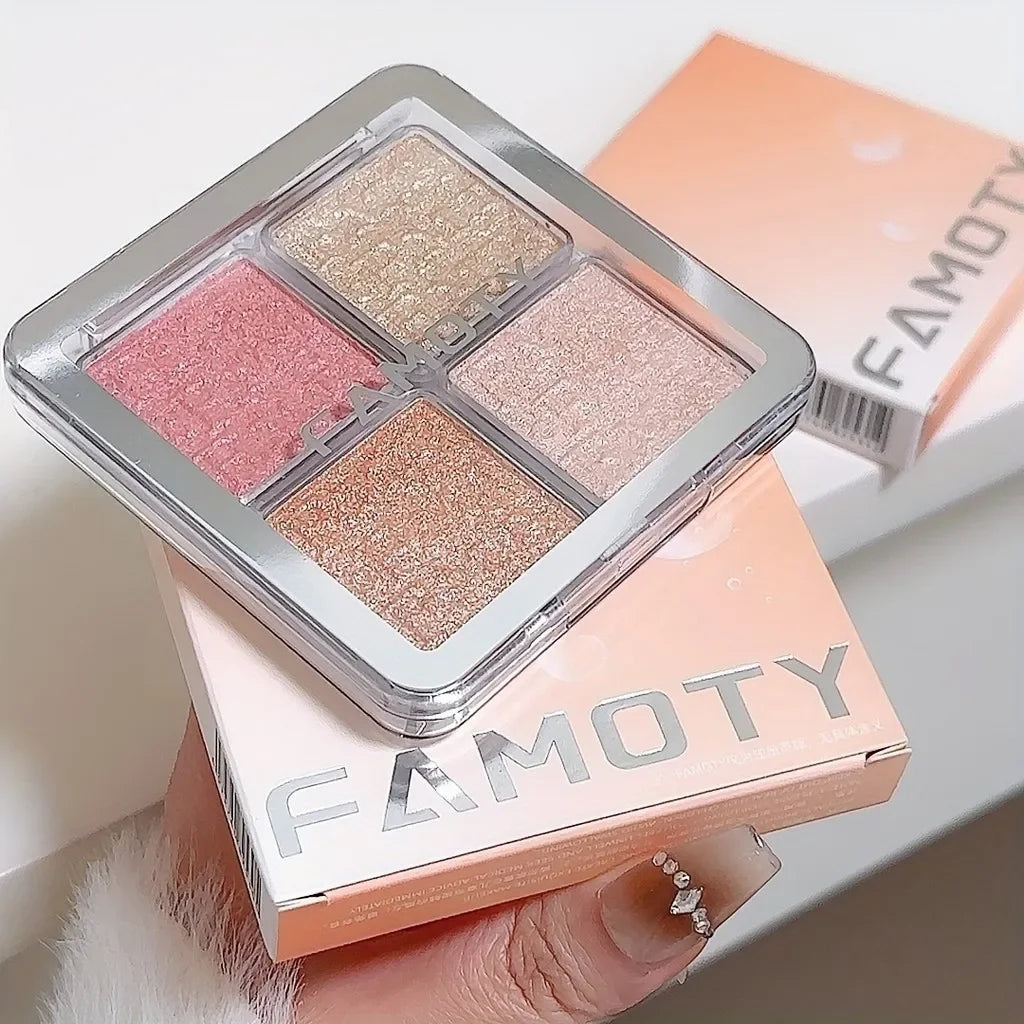 4 Color Highlighter Palette - Natural Glow & Shimmer Makeup