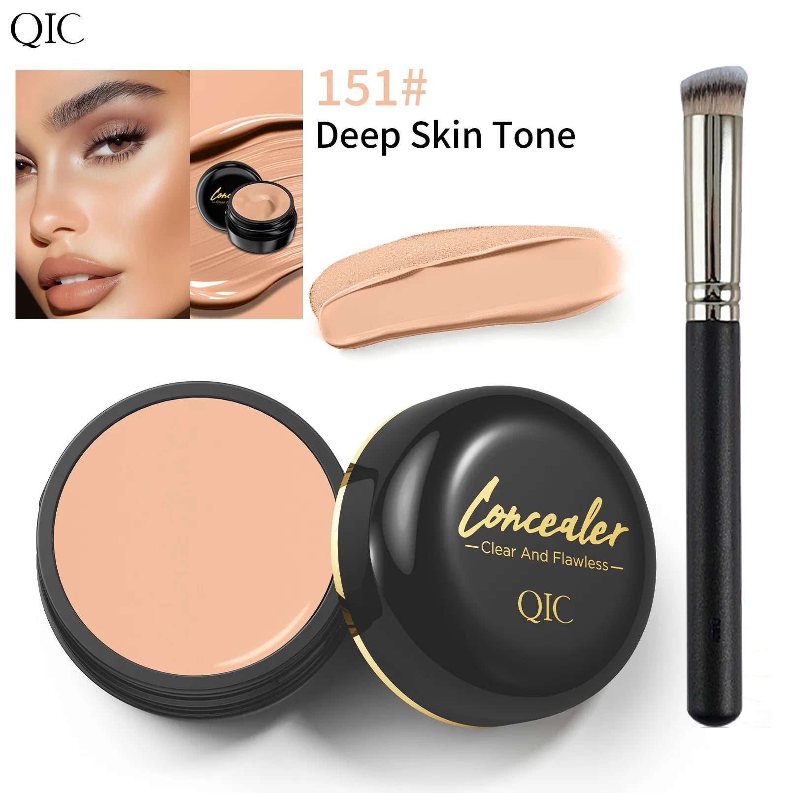 Hydrating Eye Brightening Concealer & Contour Cream - Full Coverage, Long-Lasting Makeup
