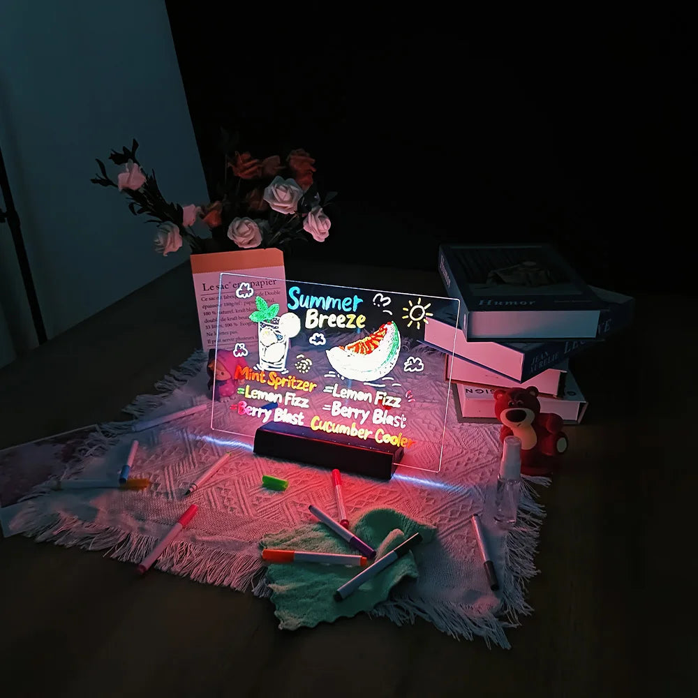 LED Note Board & Night Light | RGB Erasable Drawing Board for Kids