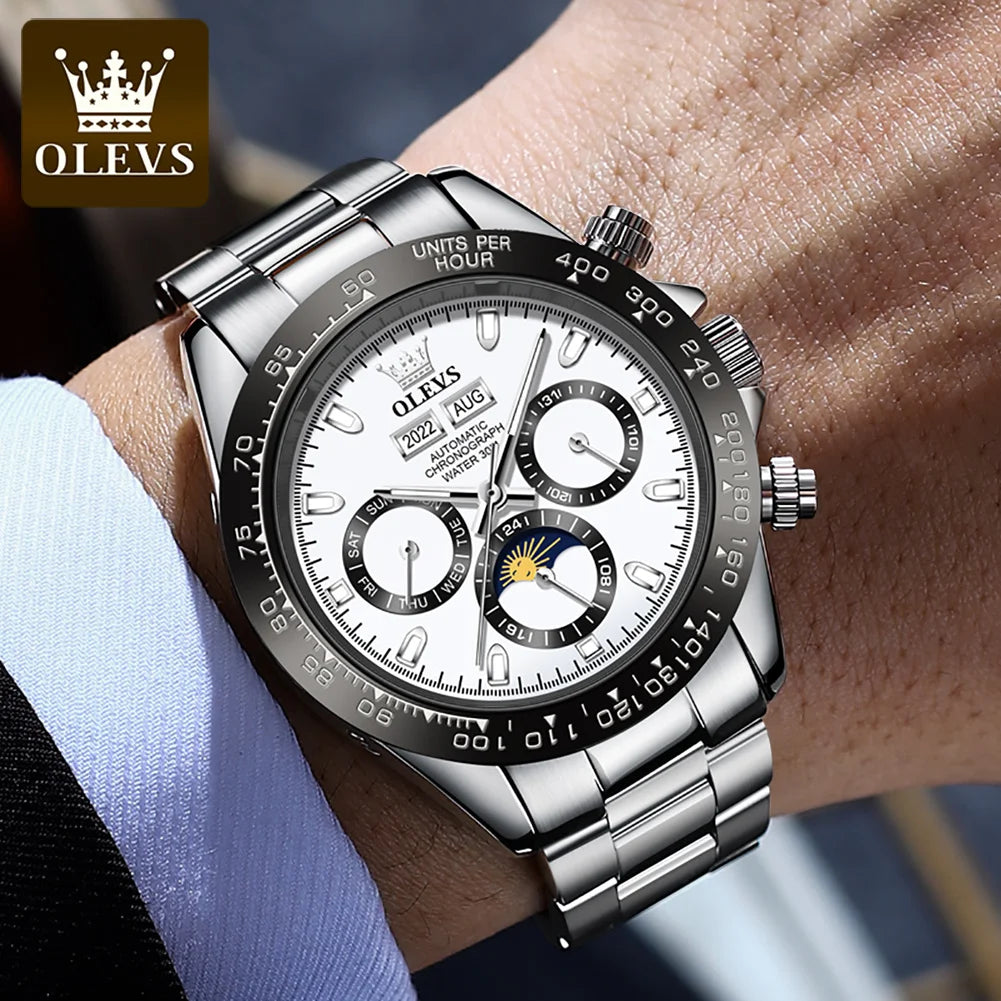 OLEVS 6654 Luxury Automatic Mechanical Chronograph Men's Watch Waterproof Luminous