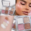 4 Color Highlighter Palette - Natural Glow & Shimmer Makeup