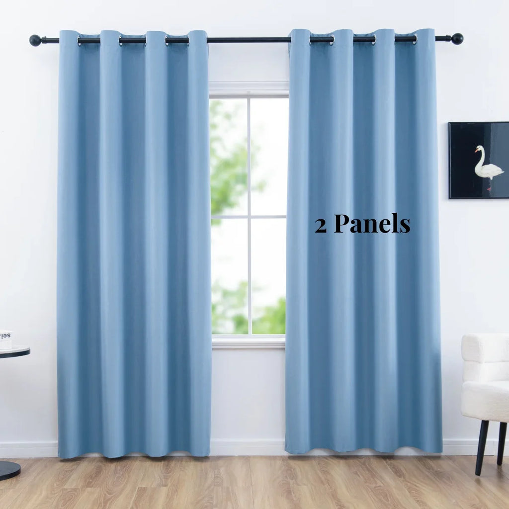 Modern 100% Blackout Curtains - 2 Pcs Set for Bedroom, Living Room & Kitchen