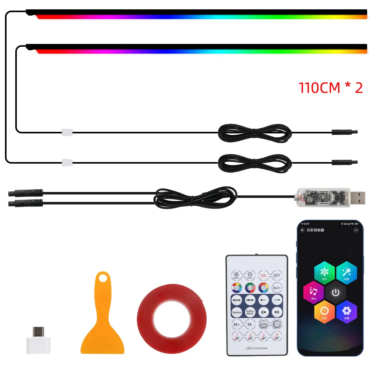 10-in-1 Car LED Interior Atmosphere Lights - App/Remote Control RGB Symphony