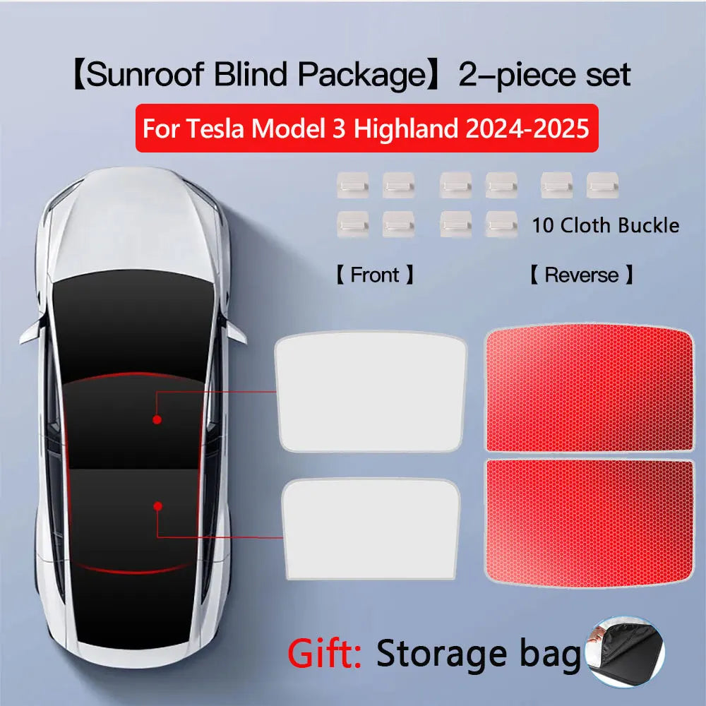 Tesla Model 3 Highland 2026 & Model Y Sunroof Sunshades | Ice Cloth Heat Blocker