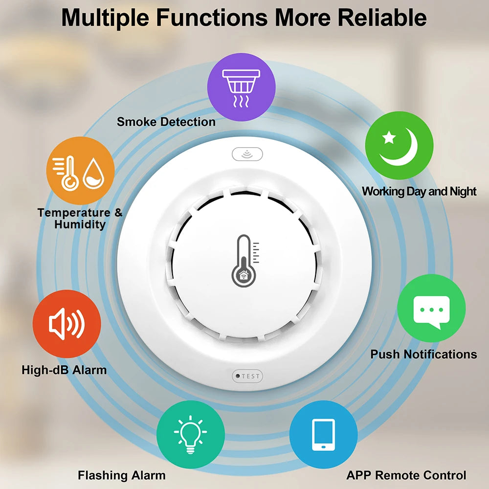 Tuya Smart WiFi & Bluetooth Smoke Detector with Temp & Humidity