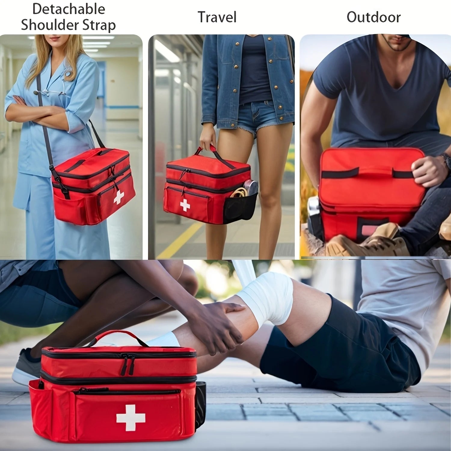 Large Capacity Travel Medicine Storage Bag - Portable Emergency Kit Organizer