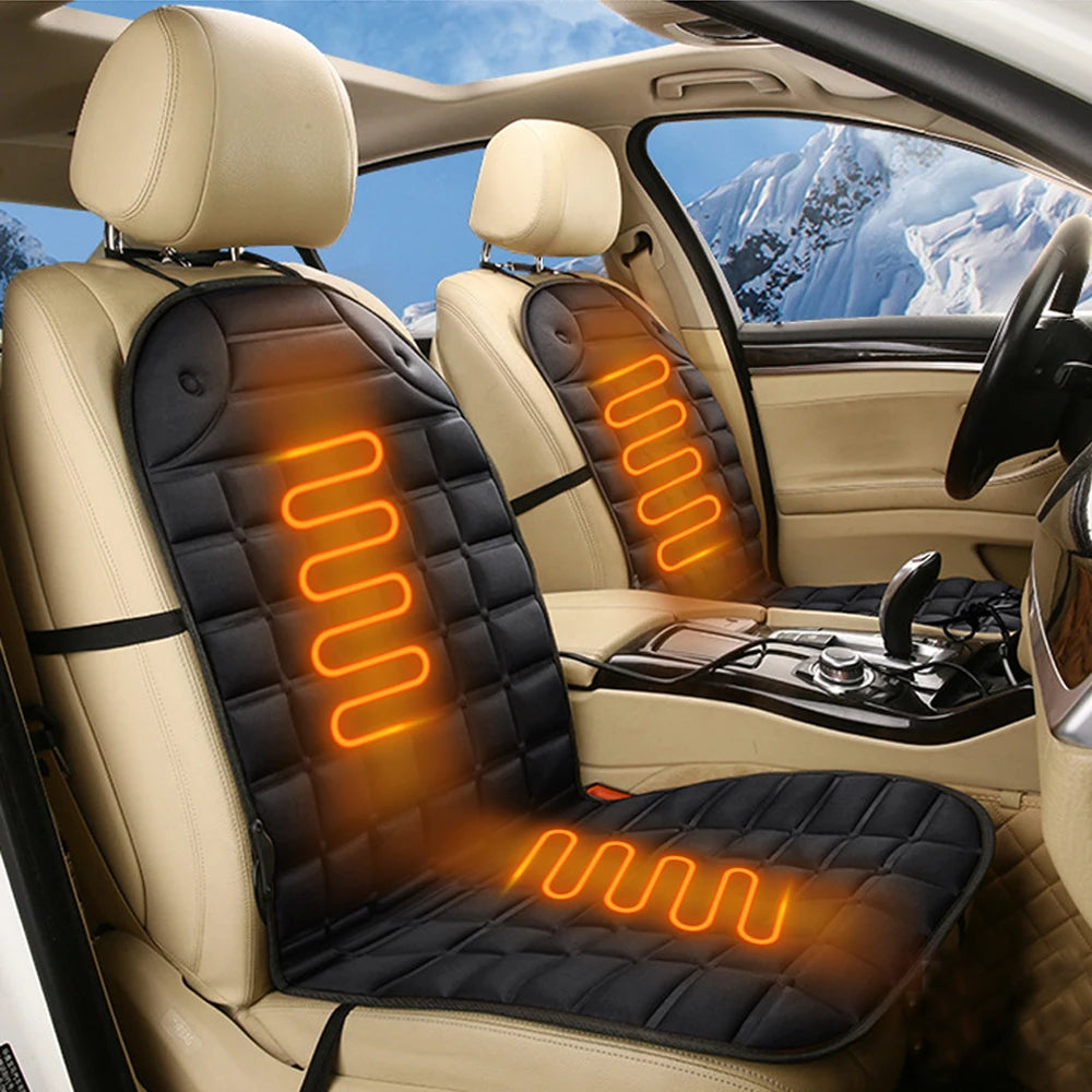 12V Universal Heated Car Seat Cushion Cover – Instant Winter Warmth